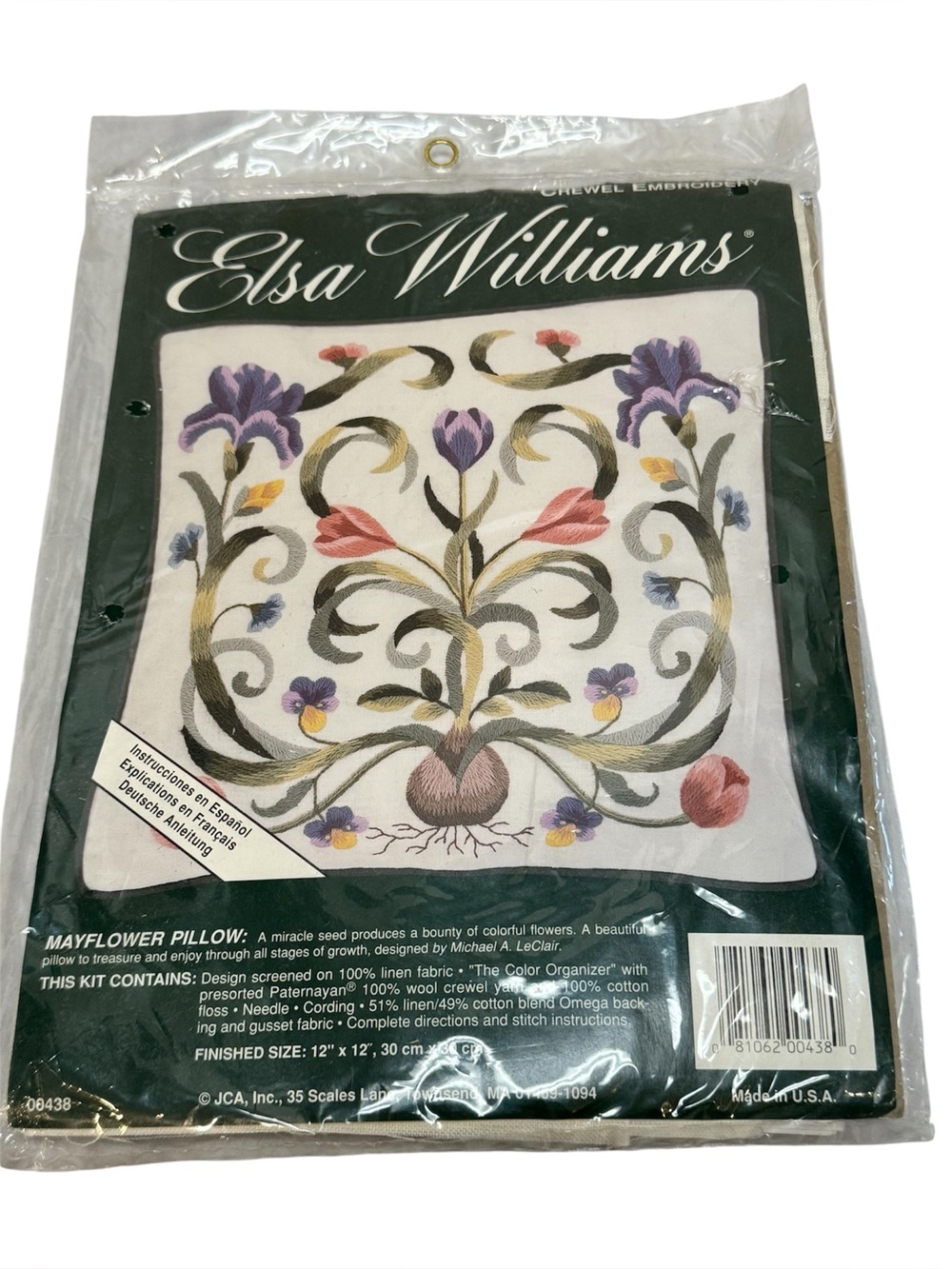 Vintage Elsa Williams Mayflower Pillow Crewel Embroidery Kit 00438 USA Made New